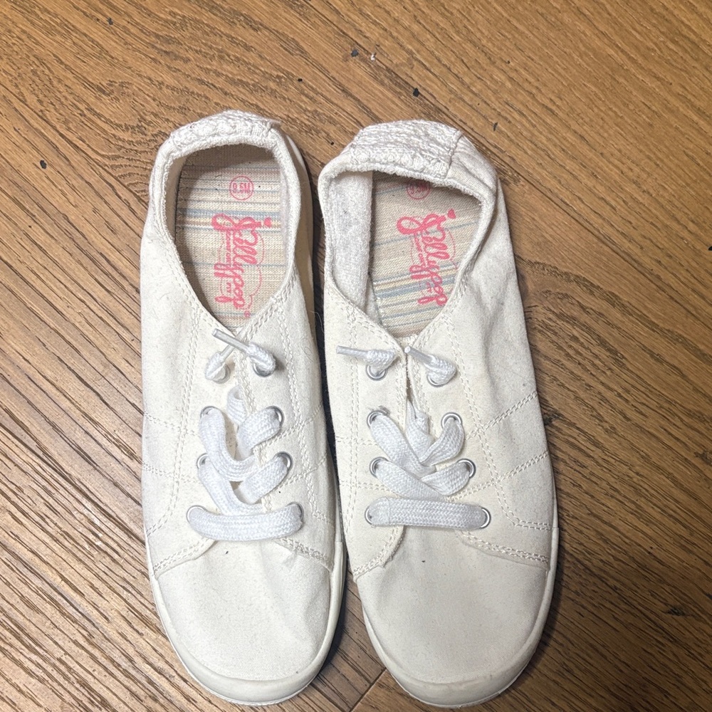 Women’s Canvas Lace-Up Slip-On Sneakers - White